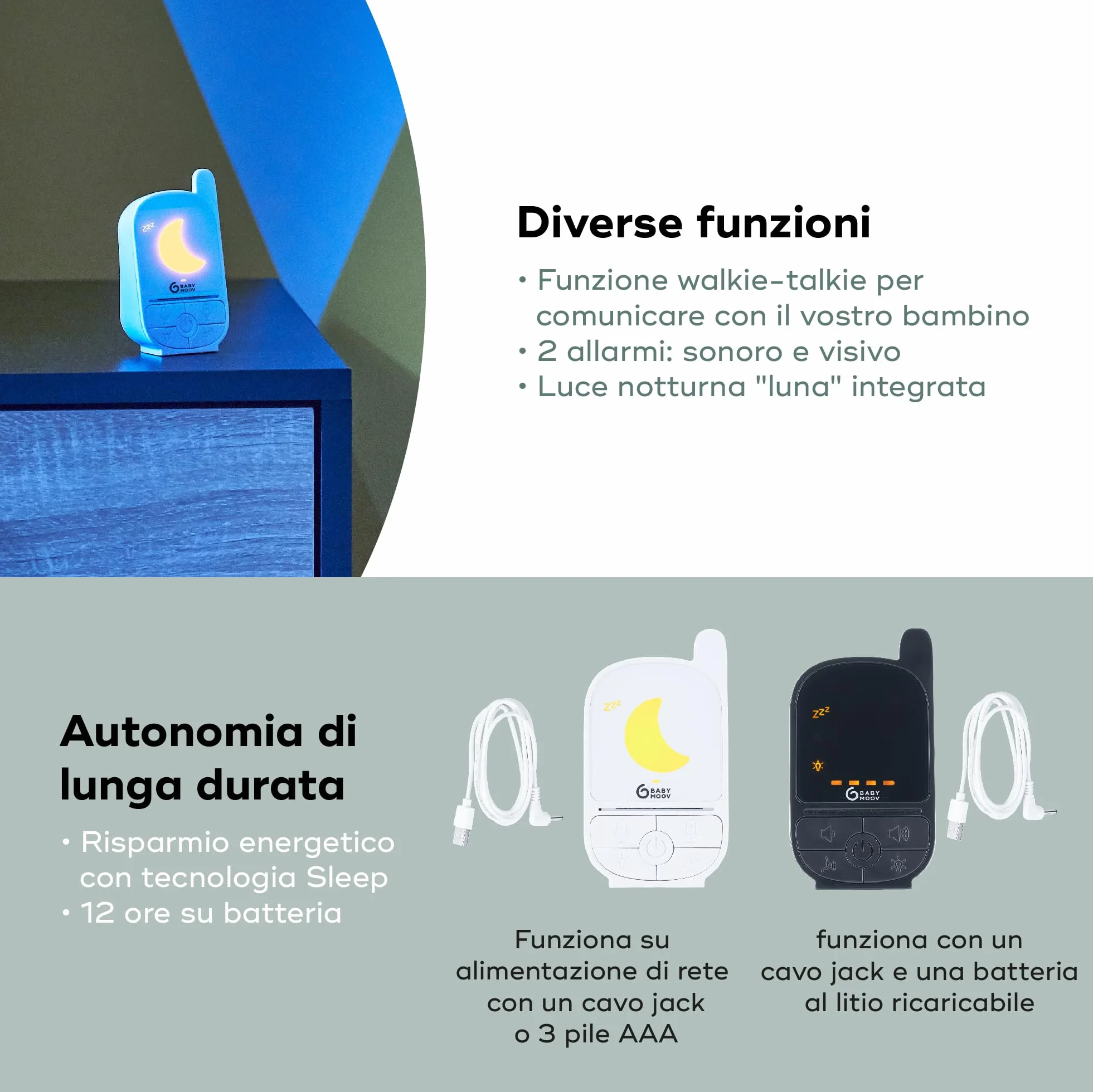 Babymoov Handy Care Babyphone Audio Sleep VOX 500 m Luce notturna