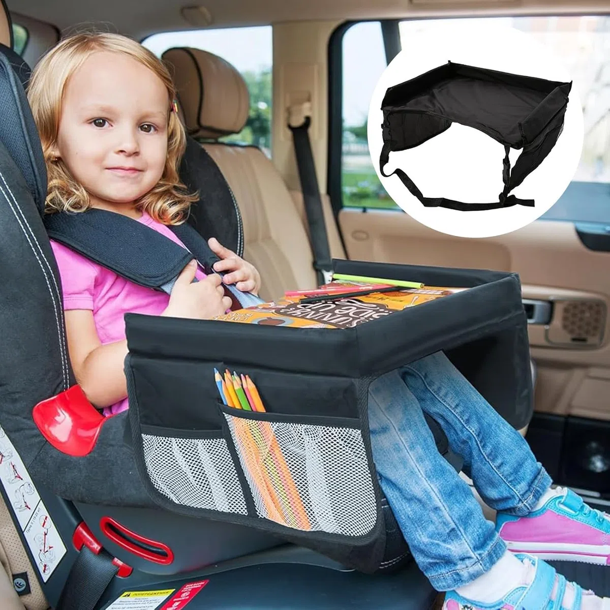 Vassoio da Viaggio,Vassoio da Viaggio Per Bambini Per Seggiolino Auto, Vassoio da Seggiolino, Vassoio di Viaggio per Auto, Vassoi Per Auto Per Bambini, per Bambini, Auto, Vassoio, Passeggino,Nero