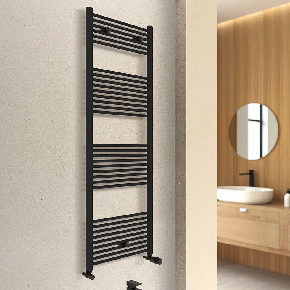 Termoarredo scaldasalviette 500x1703 interasse 45 cm acciaio nero opaco 25 tubi 22 mm