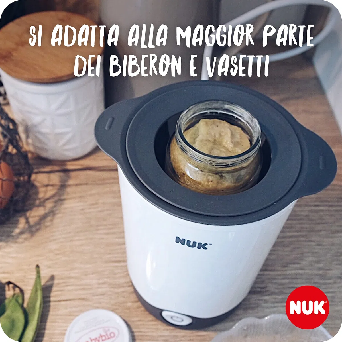 NUK Thermo Express scaldabiberon | Riscalda delicatamente cibi liquidi e pappe in 90 secondi | Spegnimento automatico | Cestello estraibile per una semplice rimozione | Spina europea a 2 poli