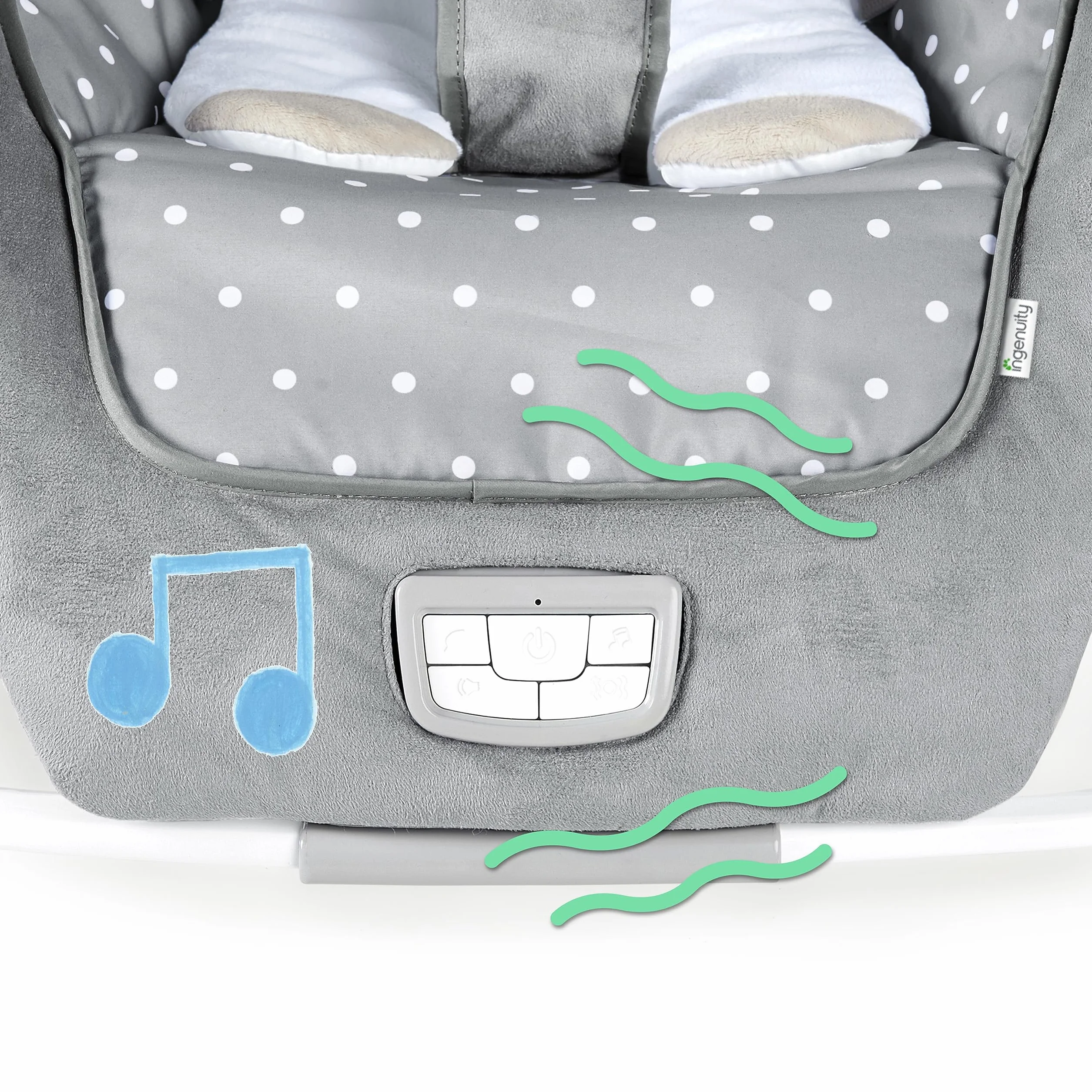 Ingenuity Altalena e Sdraietta 2 in 1 Leggera da Neonato a Bambino - Tappetino Pancino, Vibrazioni e Suoni, 0-30 Mesi Fino a 18 kg (Cuddle Lamb)