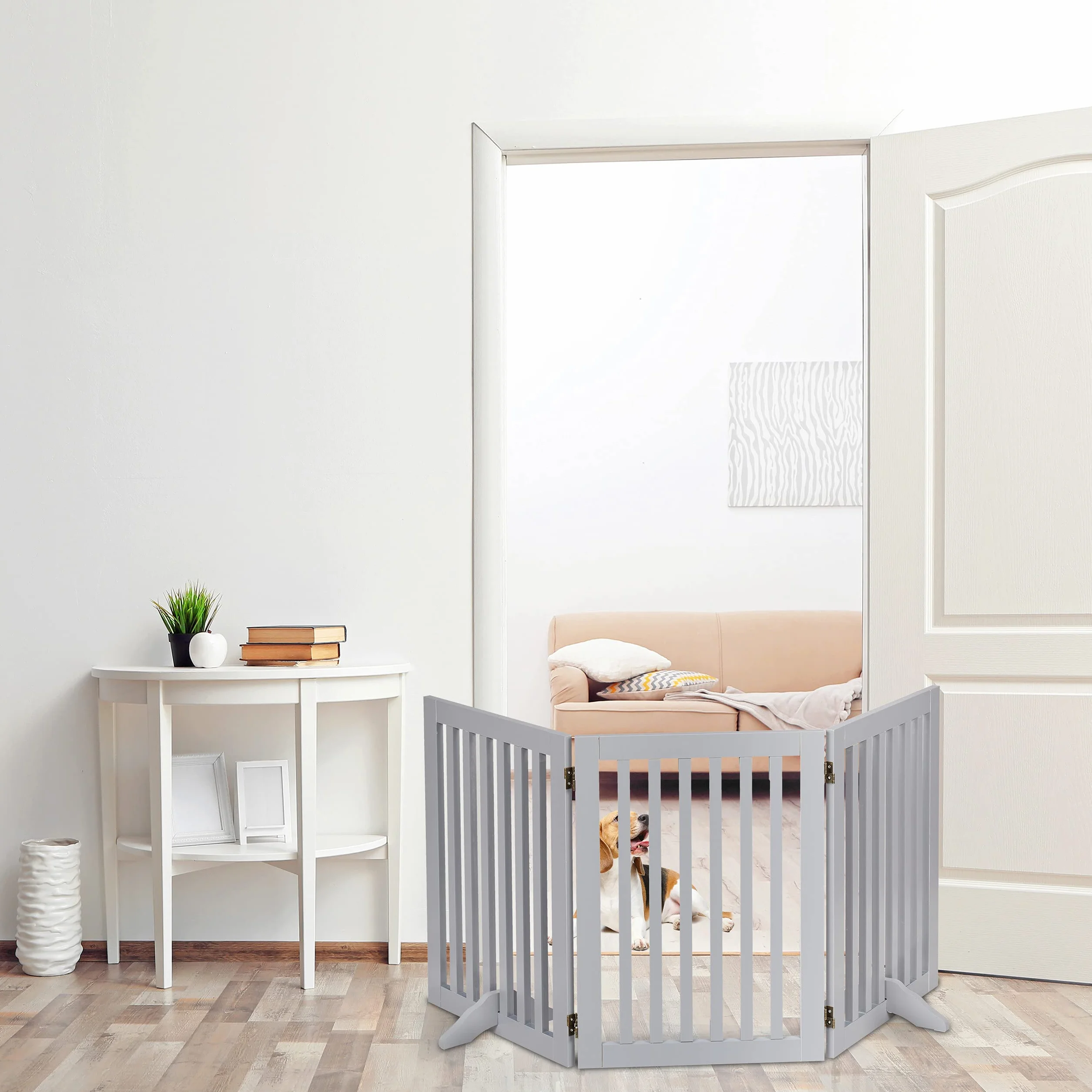 Relaxdays Cancelletto per Animali, Barriera per Cani e Gatti, Recinzione per Scale, Cancellino HxL 70 x 154 cm, Grigio