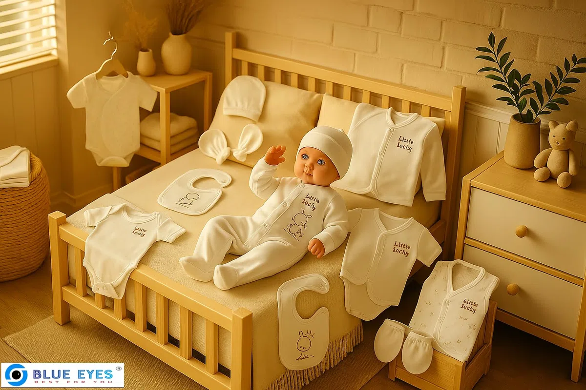 Blue Eyes Set Regalo Neonato 10 Pezzi in Cotone