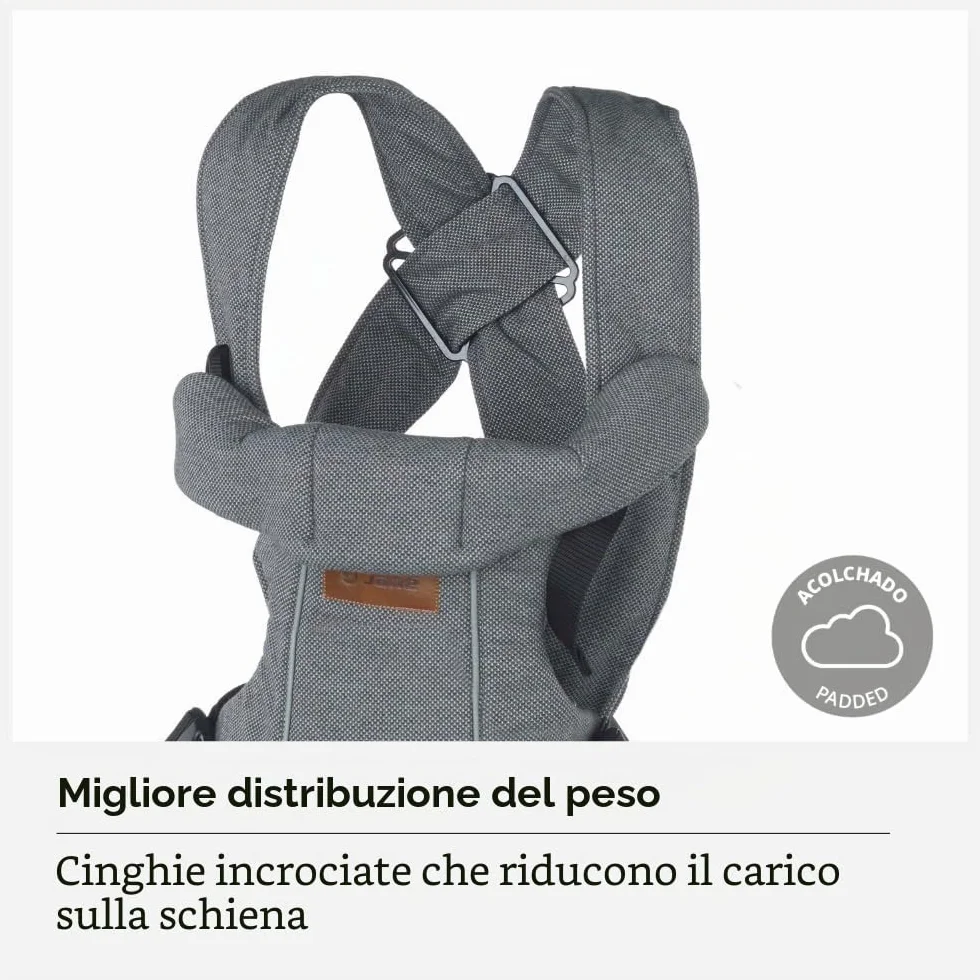 Jané Dual Marsupio Ergonomico Neonato, dalla Nascita (3,5–15 kg), 3 Posizioni, Imbottito e Traspirante, Grigio