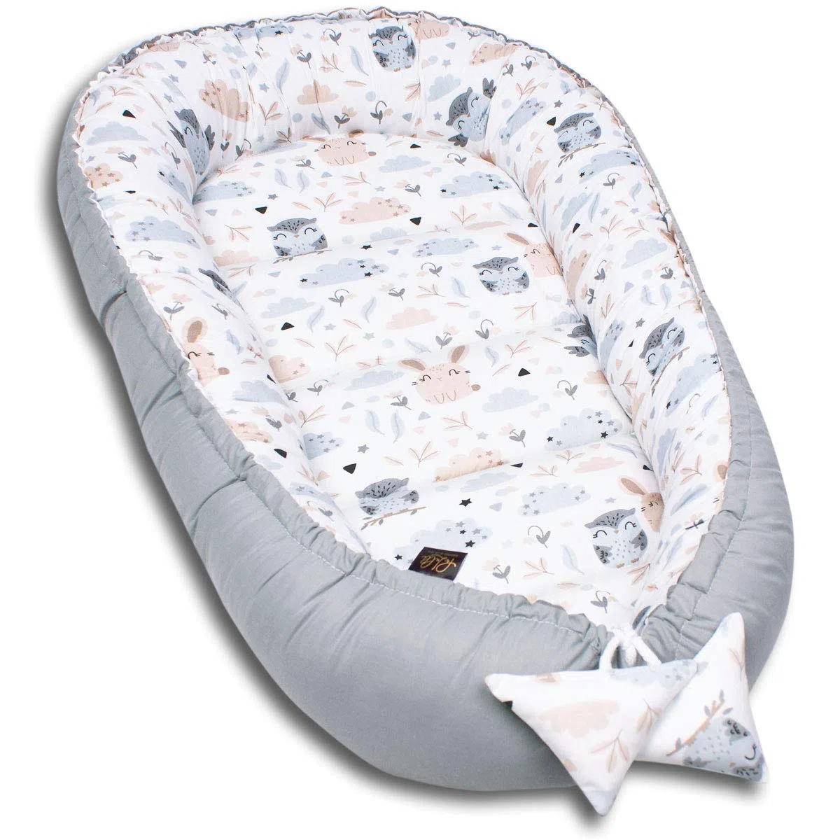PaLulli - Nido per neonati, 90 x 50 cm, 100% cotone, nido per lettino, nido accogliente, cuscino, lettino da viaggio per neonati e bambini (Animali)