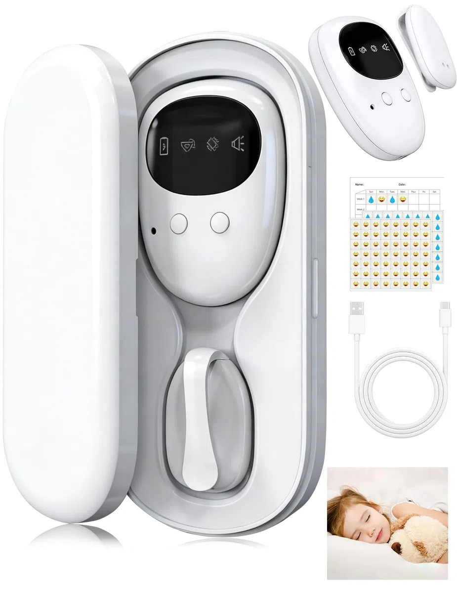 Allarme per Enuresi Notturna Wireless per Ragazzi e Ragazze, Ricaricabile USB-C, 3 Modalità, Design Compatto per l’Addestramento al Vasino Notturno