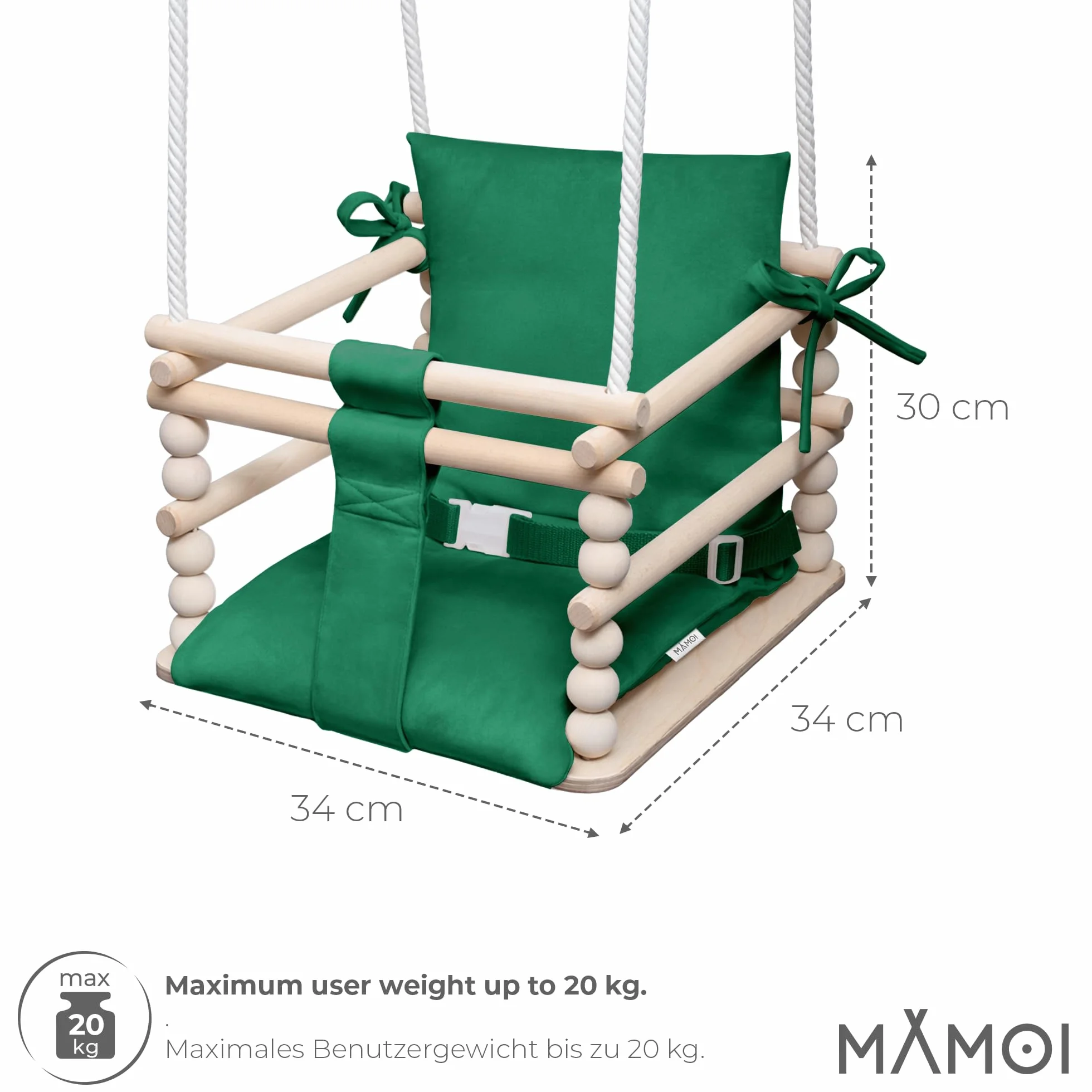 MAMOI altalena per bambini 3 in 1 con cintura di sicurezza, altezza regolabile, altalena da casa, struttura stabile, montaggio facile, altalena da interno per bambini