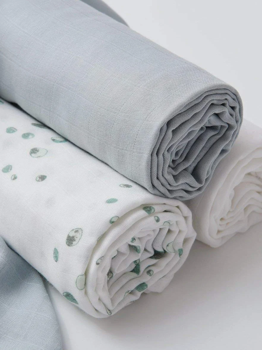 Little Bamboo Baby Wrap Zestaw 3 teli mussola 120x120 cm Grigio Whisper
