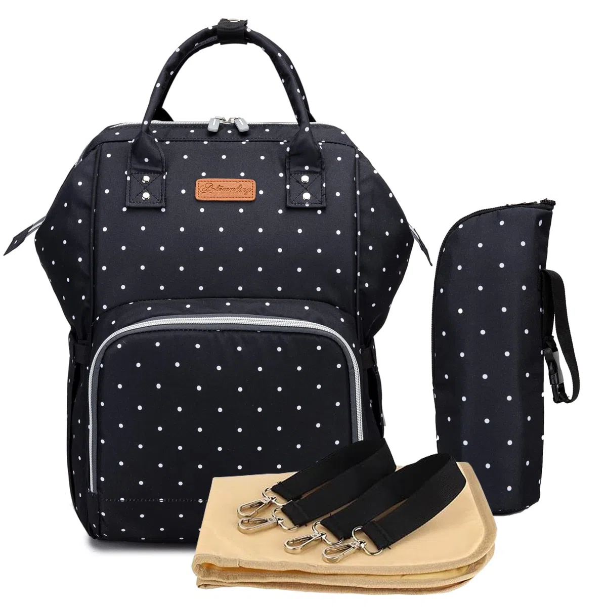 Zaino Mamma neonato Fasciatoio Bambino impermeabile Borsa Nappy Stoffa Oxford Grande capacità 55L con Materassino fasciatoio, 3 tasche isolanti bottiglia per Viaggiare mamma papà