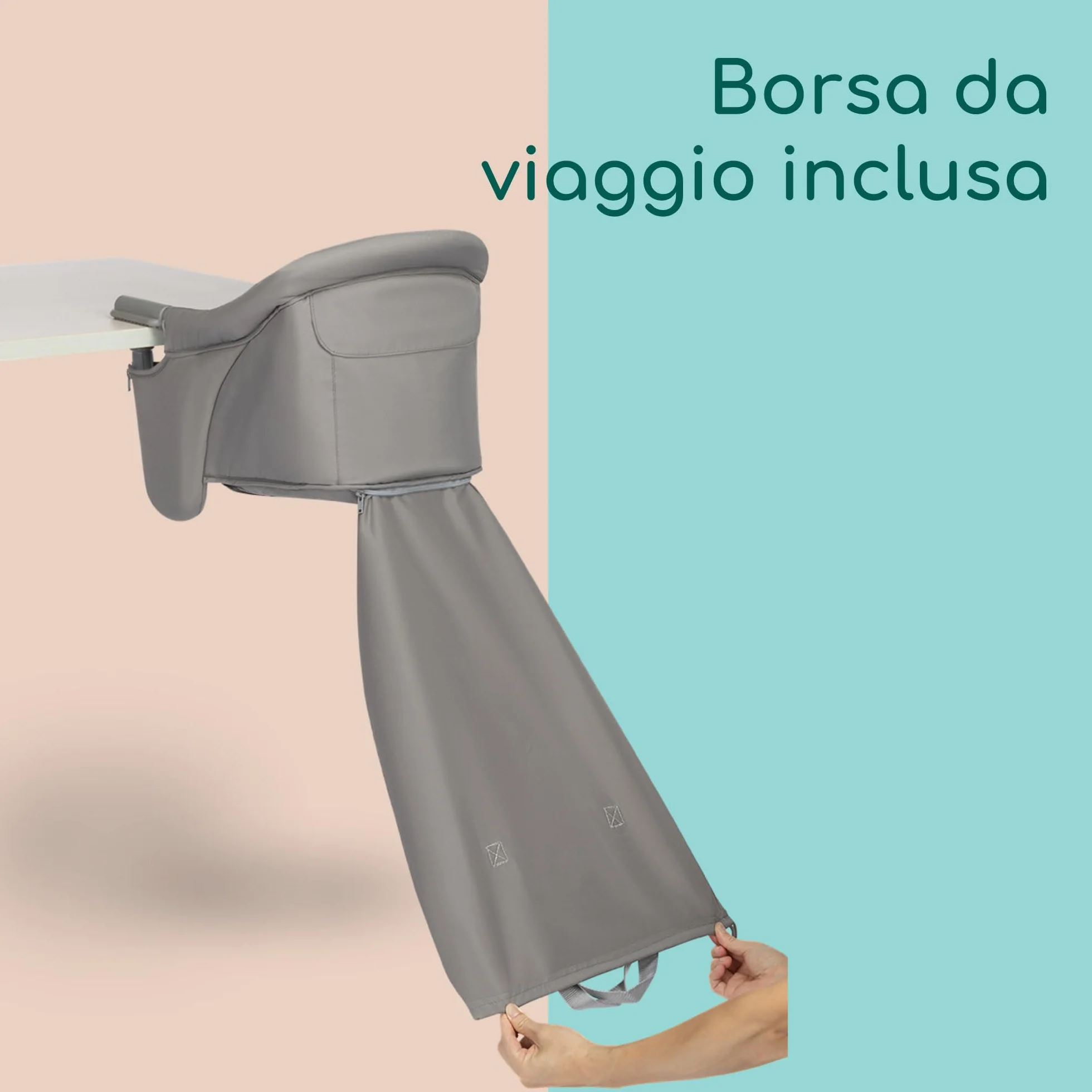 Bebeconfort Malva Seggiolino da Tavolo Pieghevole per Bambini 6 Mesi-3 Anni 15kg Mineral Grey