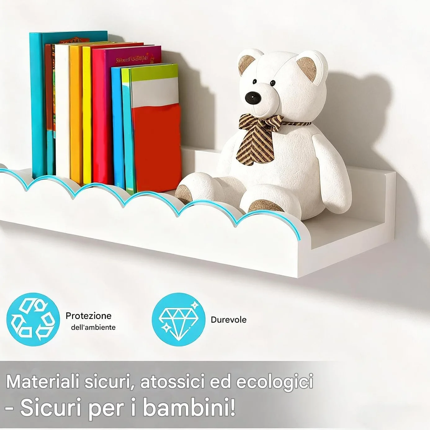 Librerie Galleggianti per Libri 2 Pezzi in Legno per Parete Camera Bambini Bagno
