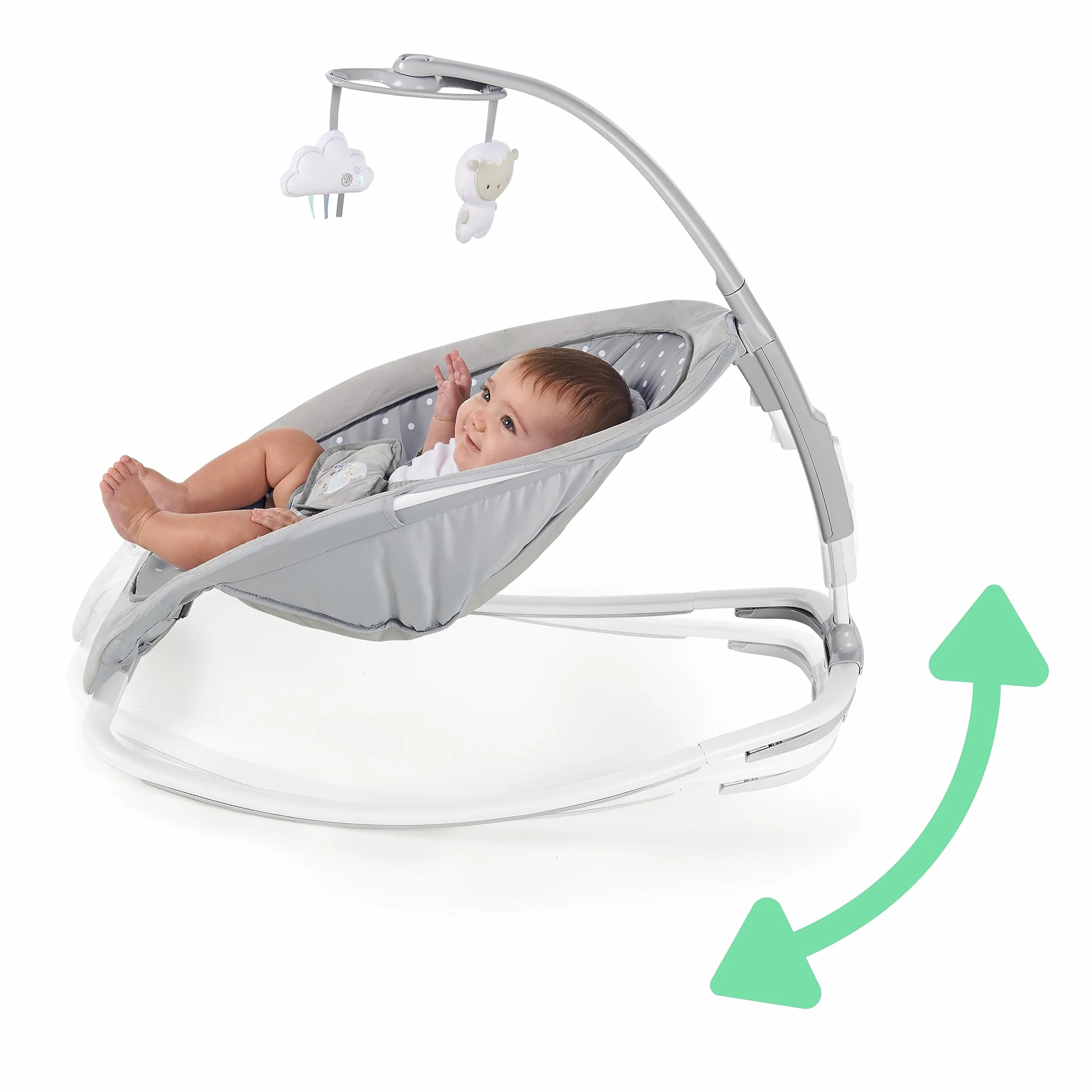 Ingenuity Altalena e Sdraietta 2 in 1 Leggera da Neonato a Bambino - Tappetino Pancino, Vibrazioni e Suoni, 0-30 Mesi Fino a 18 kg (Cuddle Lamb)