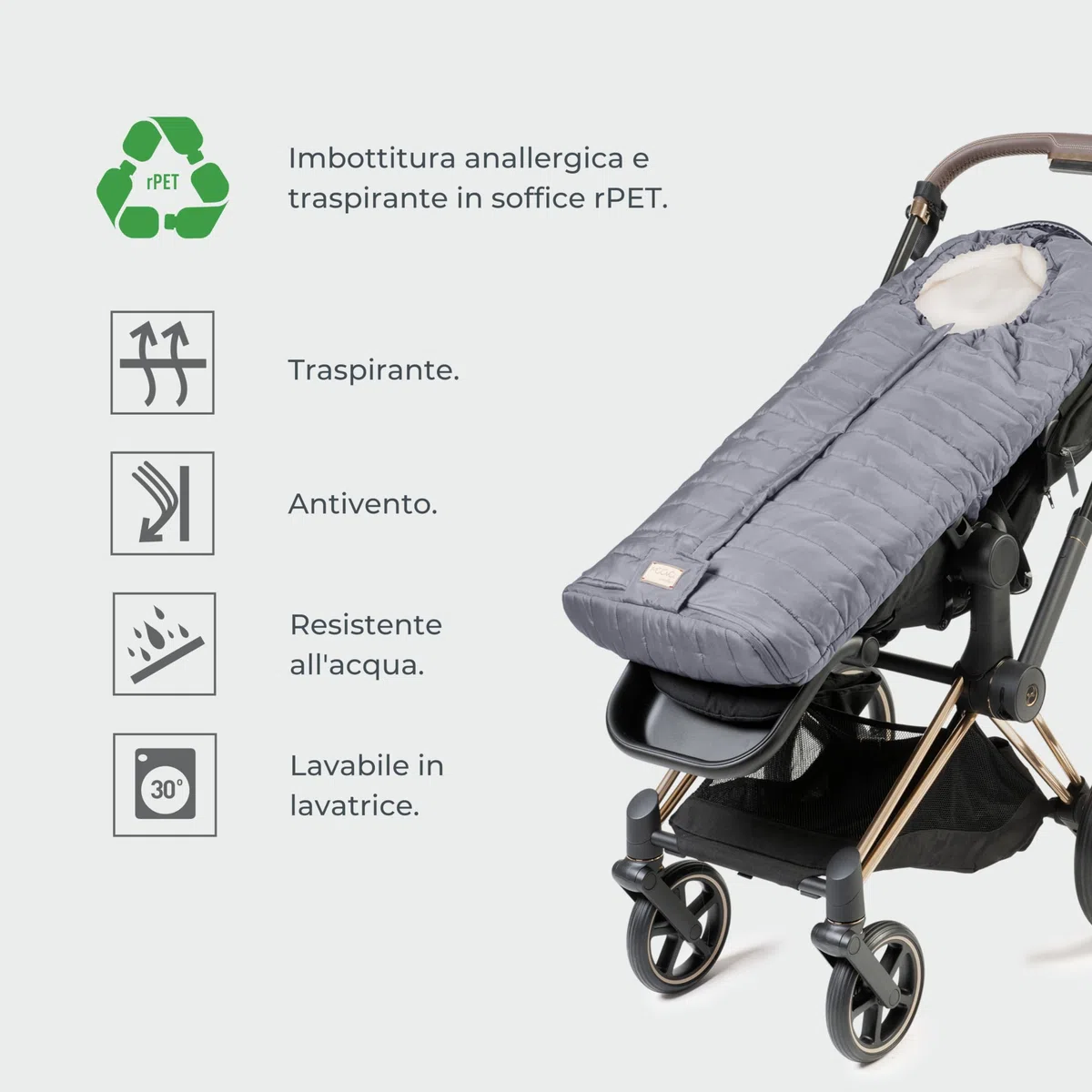 Nuvita Moovo 9658 Junior Slender | Sacco universale per passeggino | Massima Protezione dal Freddo da 6 a 36 Mesi (100cm) |Ultra Sottile, Leggero e Protettivo fino a -10°C | Pistacchio