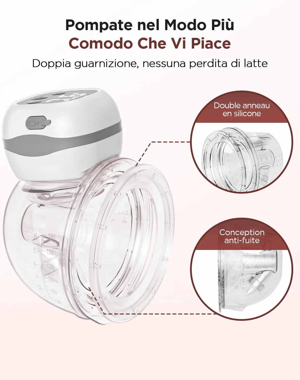 Haokoo Tiralatte Elettrico Indossabile Portatile, 201g Leggero Tira Latte Neonati Elettrico per Casa/Viaggi/Lavoro, Installazione Rapida 5s, 3 modalità e 12 livelli, Senza BPA, 1 Pezzo