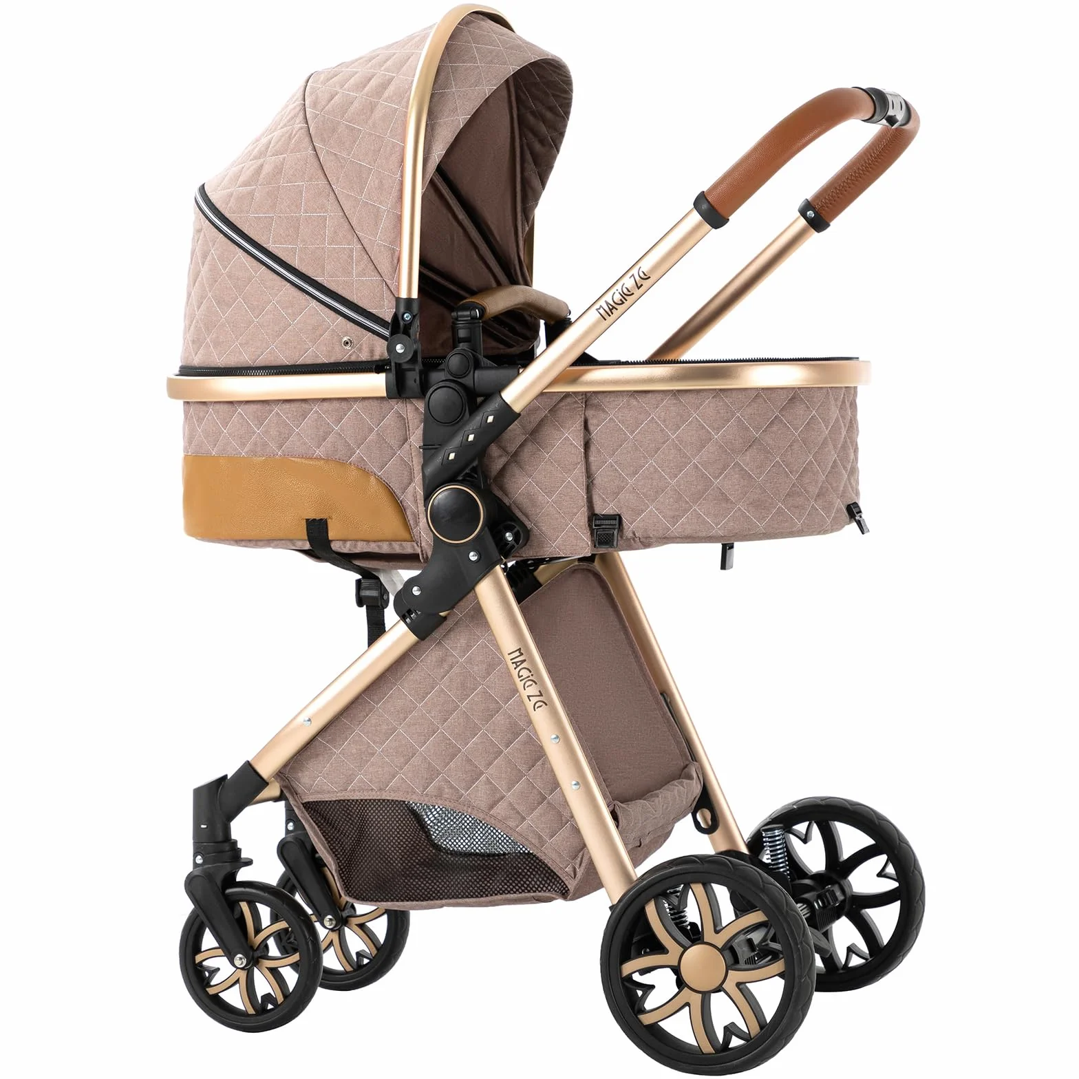 Nine point nine Trio Passeggino Neonati 3 in 1 con Telaio in Alluminio V9 Khaki
