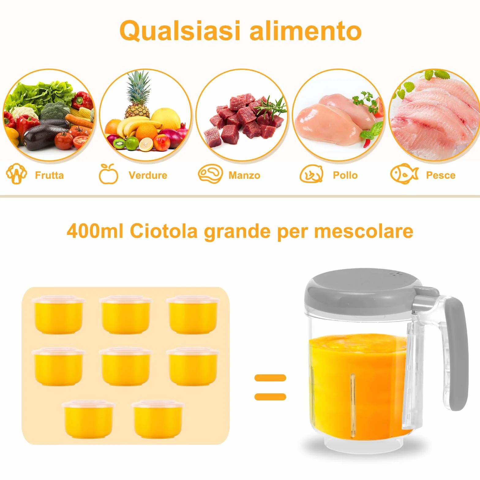 Cuocipappa Multifunzione 7 in 1 per Bebè, Mixer Automatico con Autopulente e Touchscreen