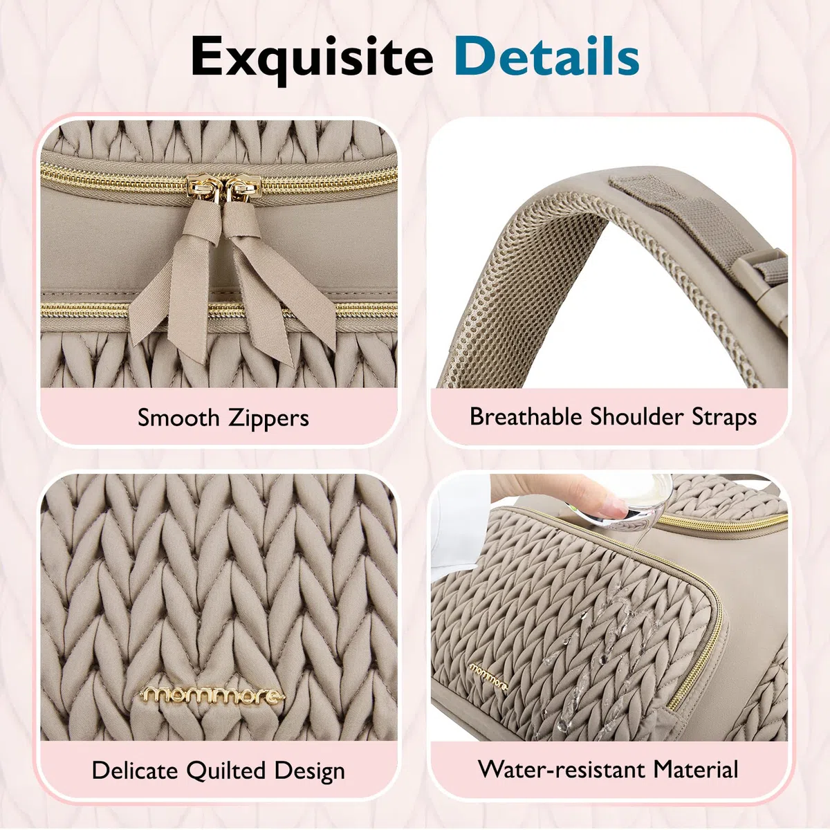 mommore Borsa fasciatoio, piccolo zaino fasciatoio, elegante zaino da viaggio per bambini, con scomparti isolati, fasciatoio e fissaggio per passeggino
