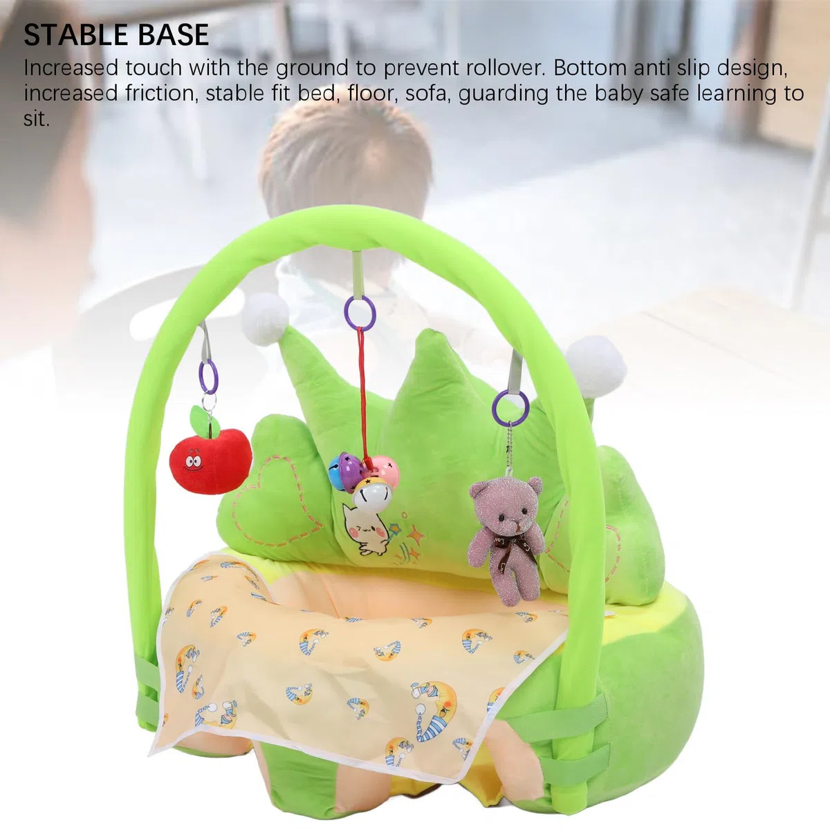 Il Morbido Seggiolino di Supporto per Bambini in Peluche Mantiene la Postura Seduta Comoda Imparando a Sedersi Sulla Sedia per Neonati e Bambini Piccoli (GREEN)