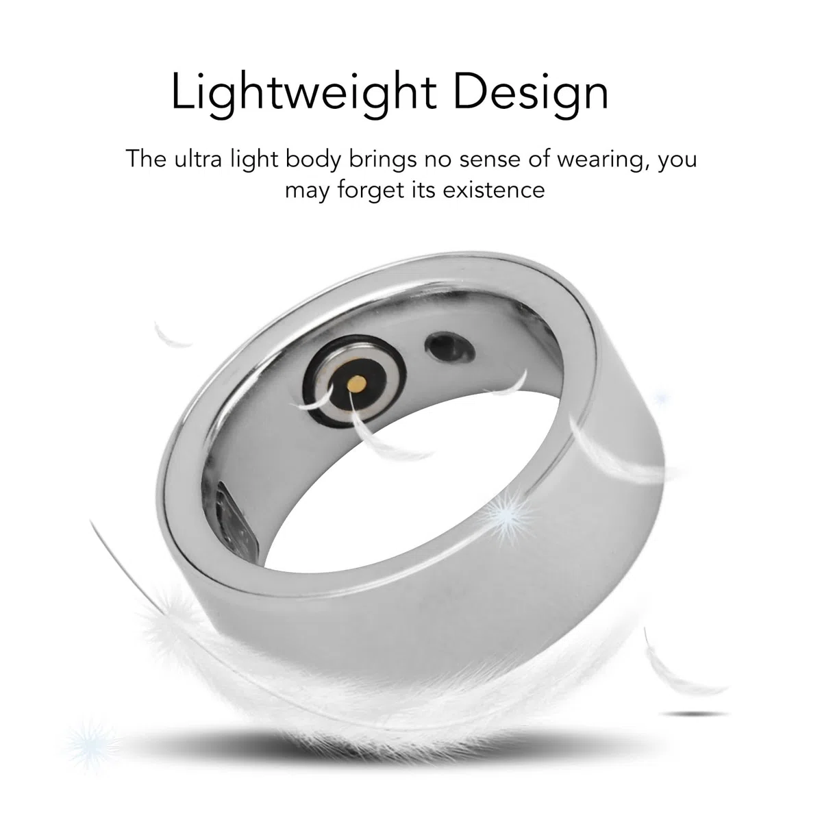 Bewinner Smart Ring Upgrade, monitor intelligente del sonno IPX8, anello sportivo multifunzionale per la salute, elegante e pratico con custodia di ricarica per uso quotidiano, argento 19