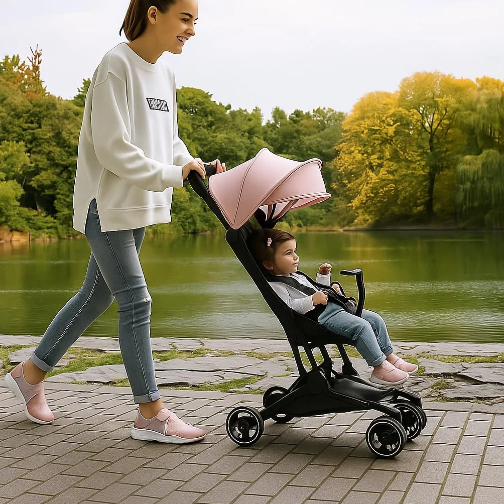 Passeggino Leggero Compatto BEBE2LUXE PIKO, Pieghevole Reclinabile, 6 mesi-22 Kg (nero)