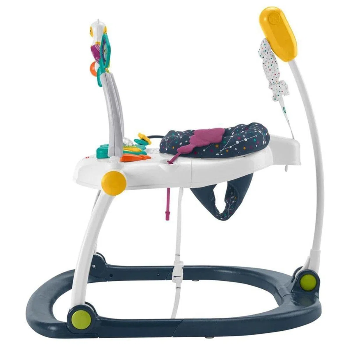 Fisher-Price GPT46 Centro attività Salvaspazio Galaxy Tema Gatto Spaziale, Sedile Saltellante, Luci, Musica Giocattolo per Bambini 6+Mesi, Imballaggio Standard