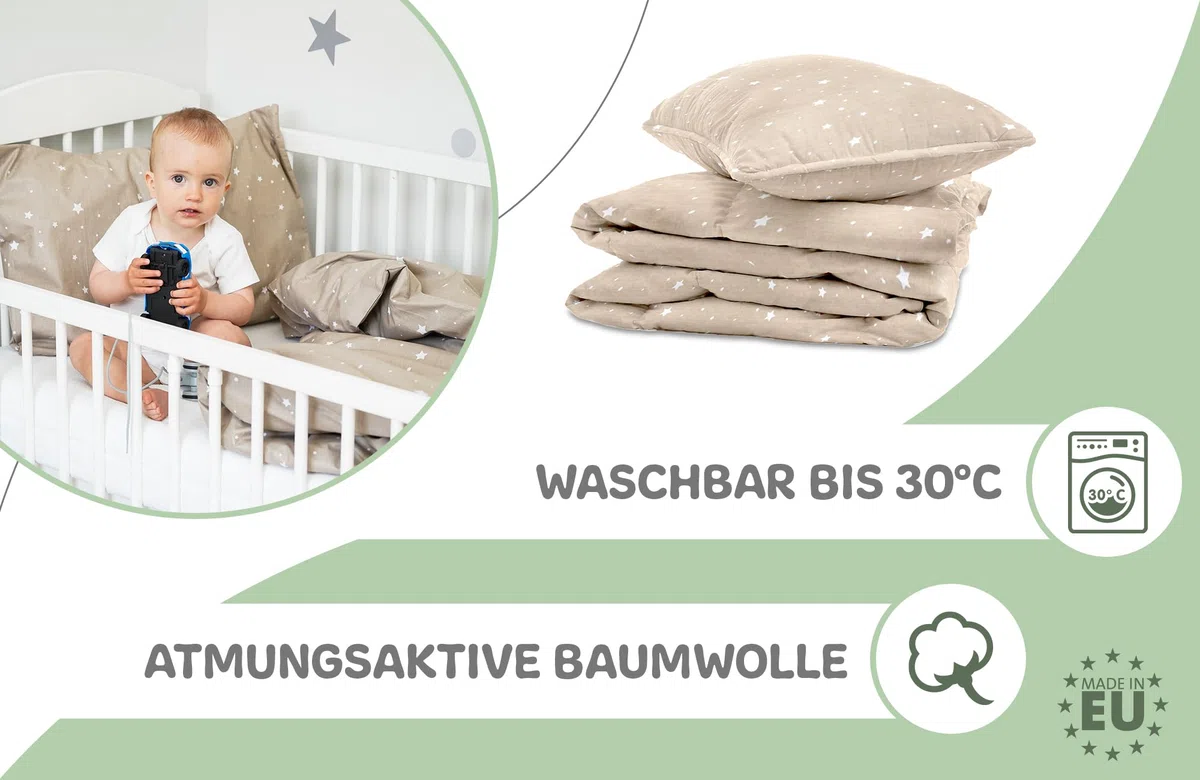 Totsy Baby Biancheria da letto per bambini 100x135 cm in cotone - Set per bambini con copripiumino e federa 40x60 cm con piumino e cuscino per lettino di bambino ragazzo e ragazza Oeko-Tex