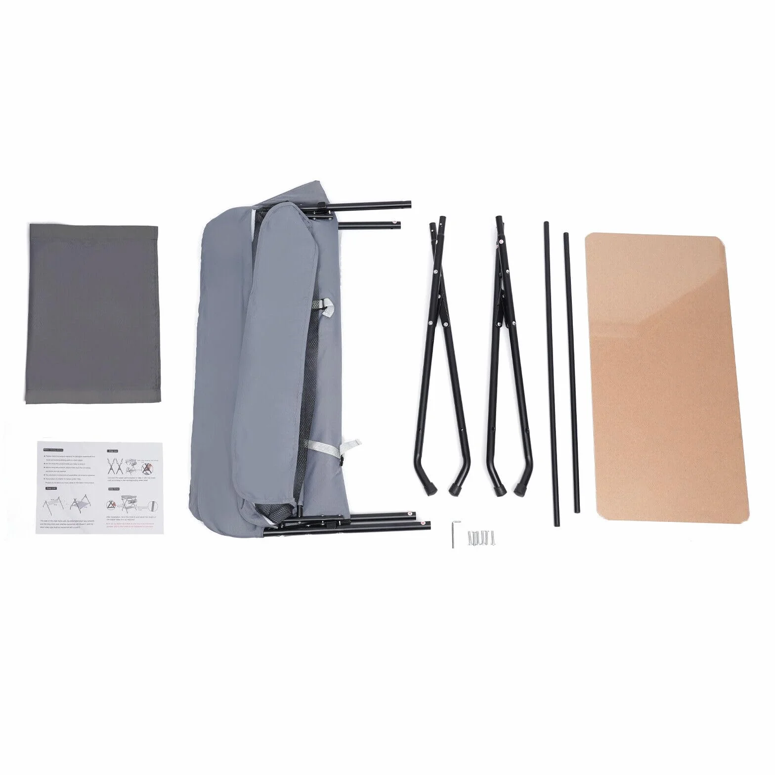 Fasciatoio pieghevole con divisorio rimovibile e cintura di sicurezza, grigio 80x63x96 cm