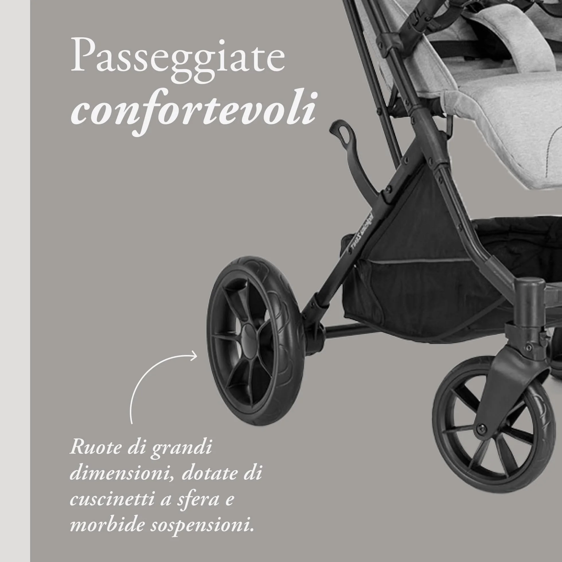 Inglesina Zenit Passeggino Compatto Grigio, Fino a 22kg, Ruote con Sospensioni, Seduta Ampia