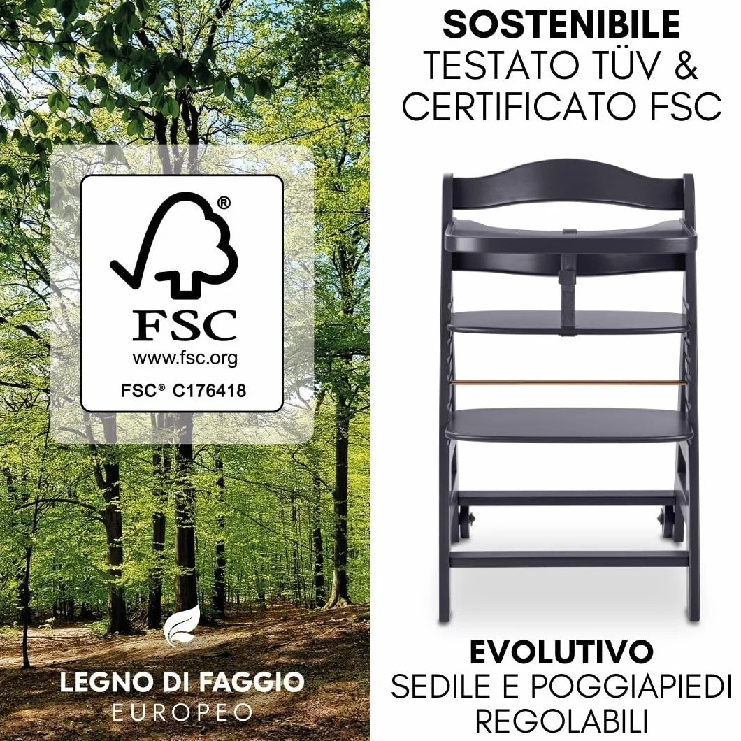 Hauck Seggiolone Evolutivo Beta+ Newborn Set Deluxe 2in1 Regolabile con Sdraietta Neonato, Cuscino Seduta e Vassoio