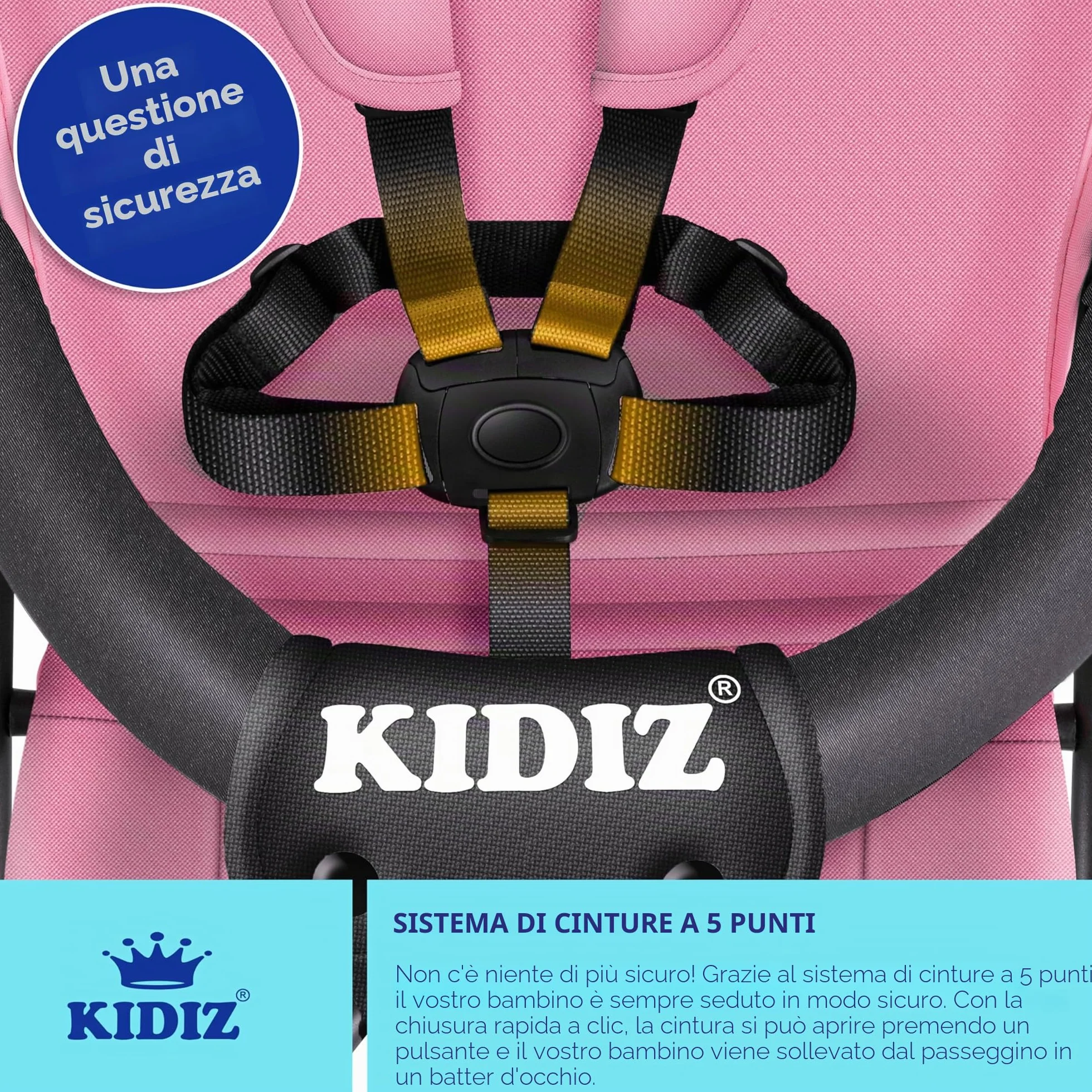 KIDIZ® Passeggino CITY Pieghevole per Bambini con Ruote 4 Pollici e Parasole