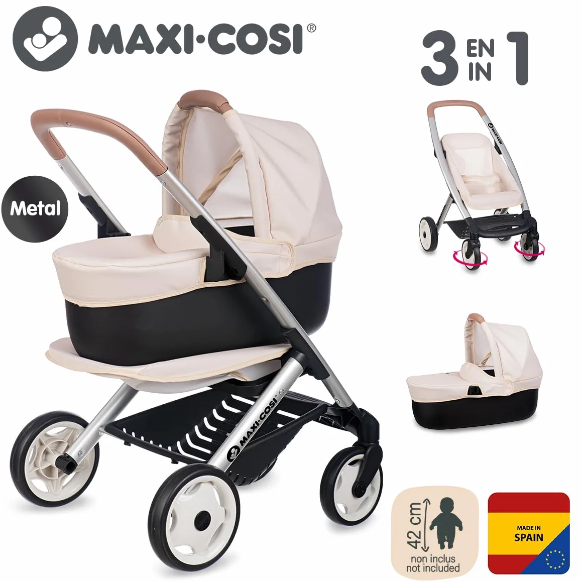 Smoby Maxi-Cosi Passeggino Carrozzina Beige 3 Anni