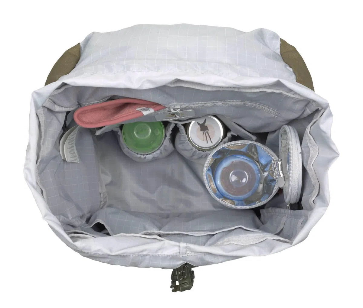 LÄSSIG Zaino fasciatoio borsa per pannolini con fasciatoio zaino da trekking attacco per carrozzina portabiberon Prodotto in modo sostenibile/Outdoor Backpack olive, oliva