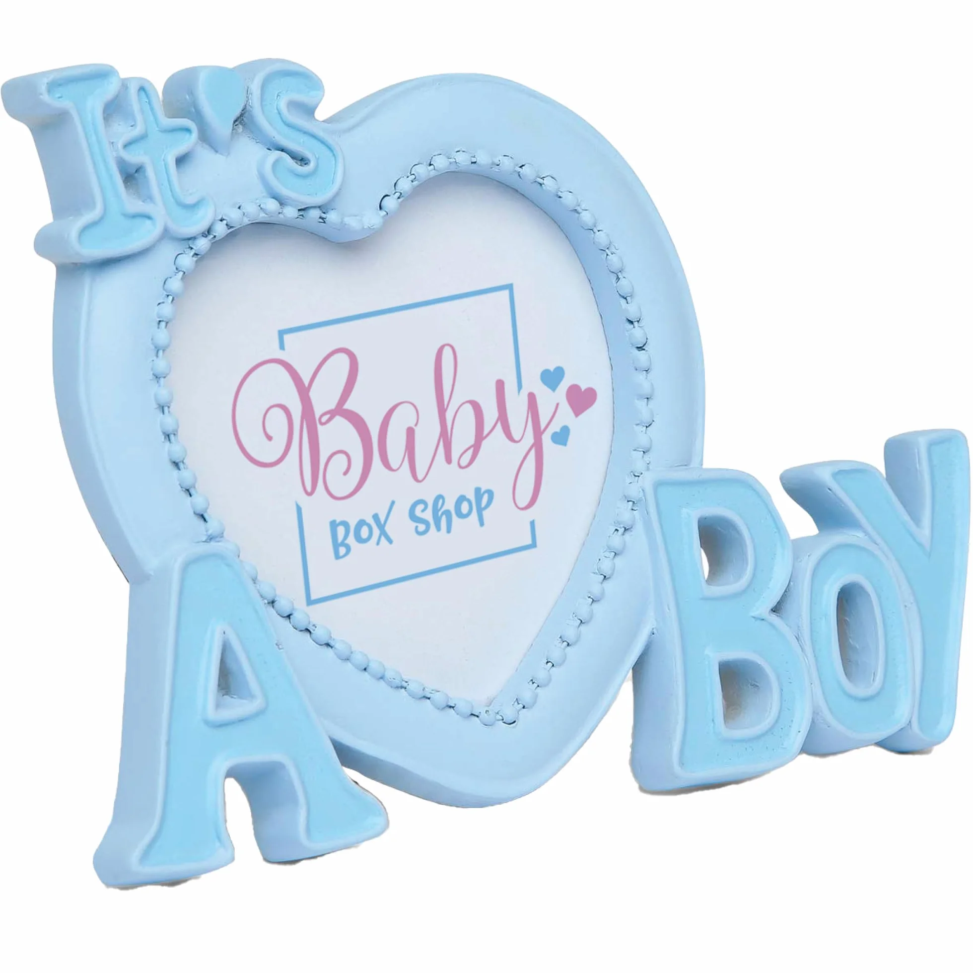 Baby Box Shop Cofanetto nascita per bambino con regali per bambini, con sonaglio per bambini, cornice portafoto in chiffon, bavaglino paio di calzini e guanti