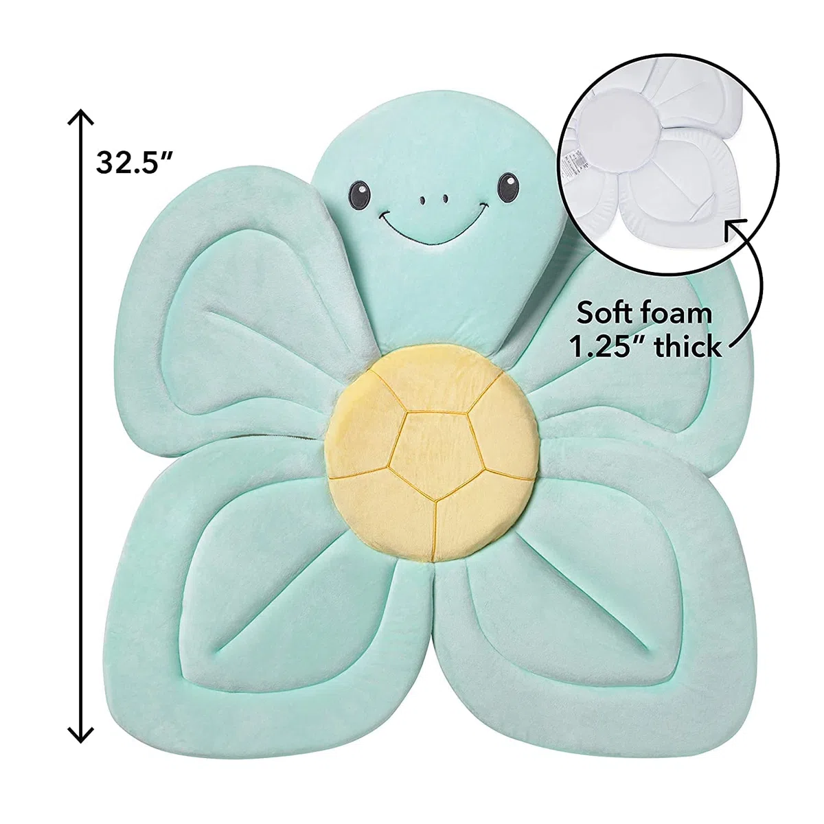 Nuby Cuscino da bagno a forma di tartaruga per bebè | per vasca o lavandino | Tessuto morbido e di facile asciugatura | turchese | adatto dalla nascita