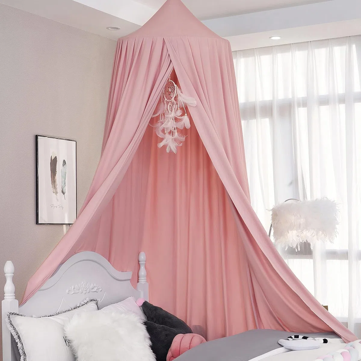 Kunmuzi Baldacchino da Letto per Bambini, (Altezza 240 cm, Circonferenza Superiore 152 cm, Circonferenza Inferiore 265 cm)