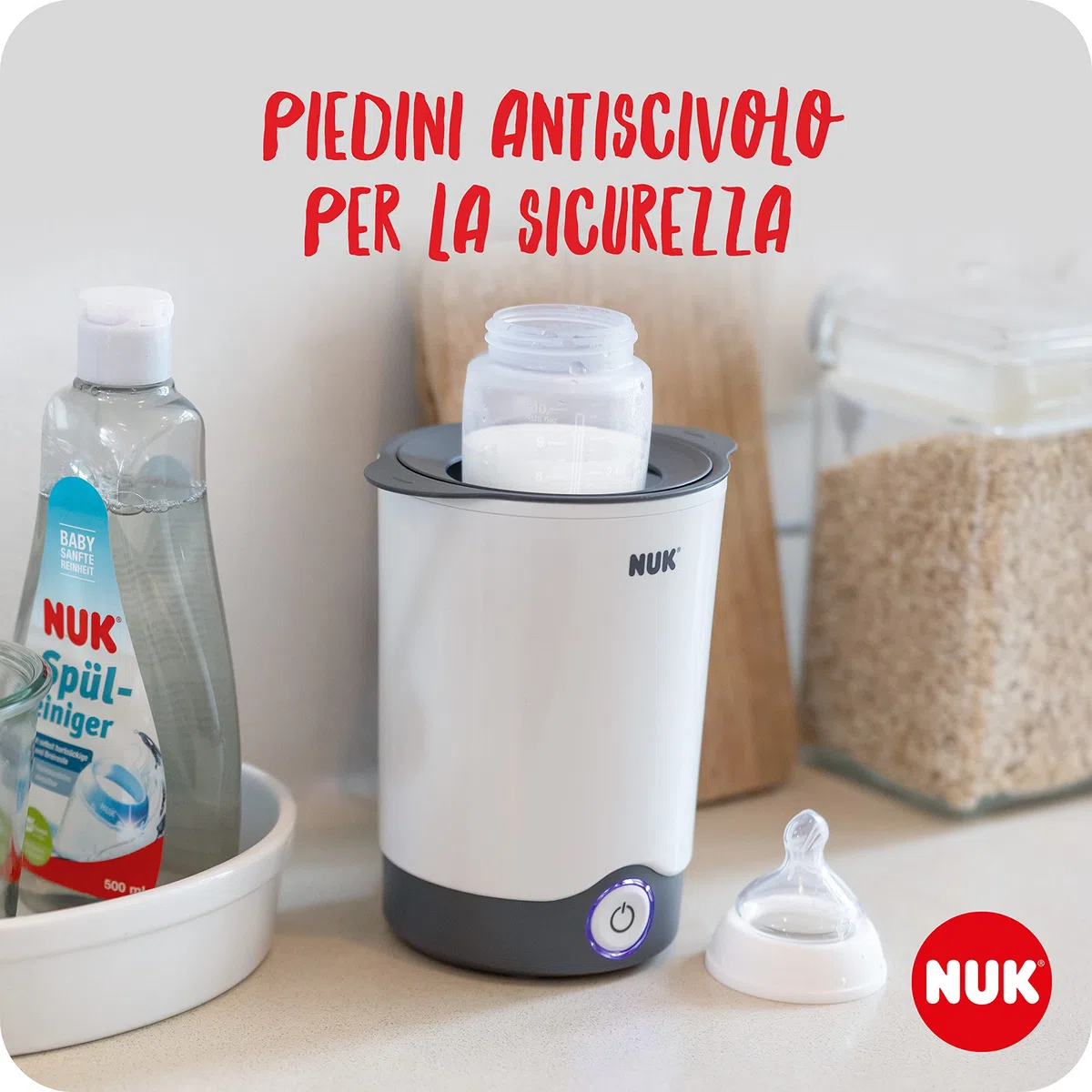 NUK Thermo Express scaldabiberon | Riscalda delicatamente cibi liquidi e pappe in 90 secondi | Spegnimento automatico | Cestello estraibile per una semplice rimozione | Spina europea a 2 poli