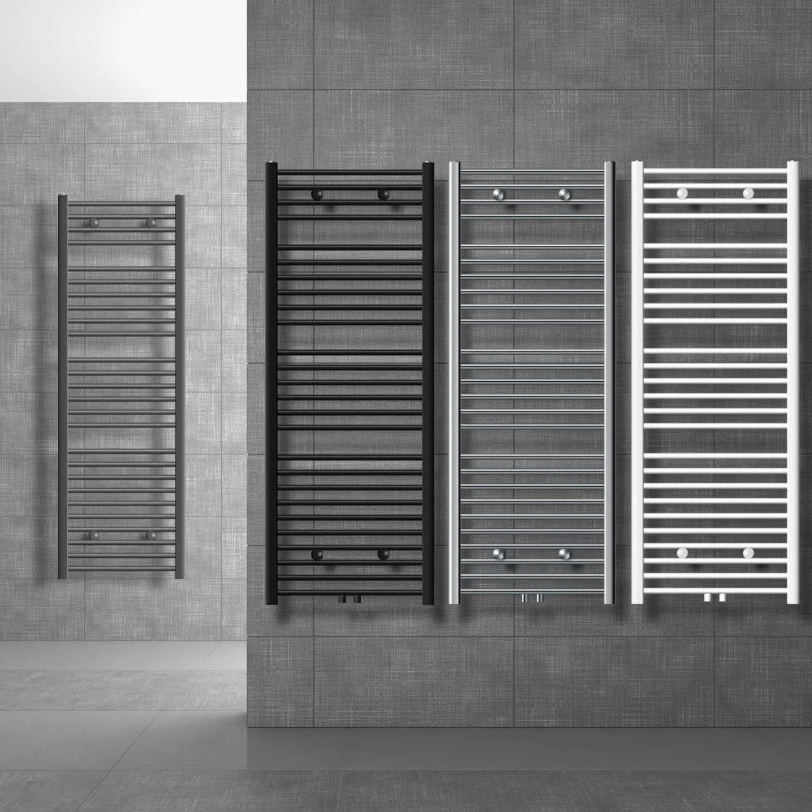 ECD Germany Radiatore Scaldasalviette Sahara - 600 x 1500 mm - Antracite Dritto con Attacco Centrale Radiatore Scaldasalviette Asciugabiancheria 600x1500 mm Dritto con Attacco centrale non elettrico