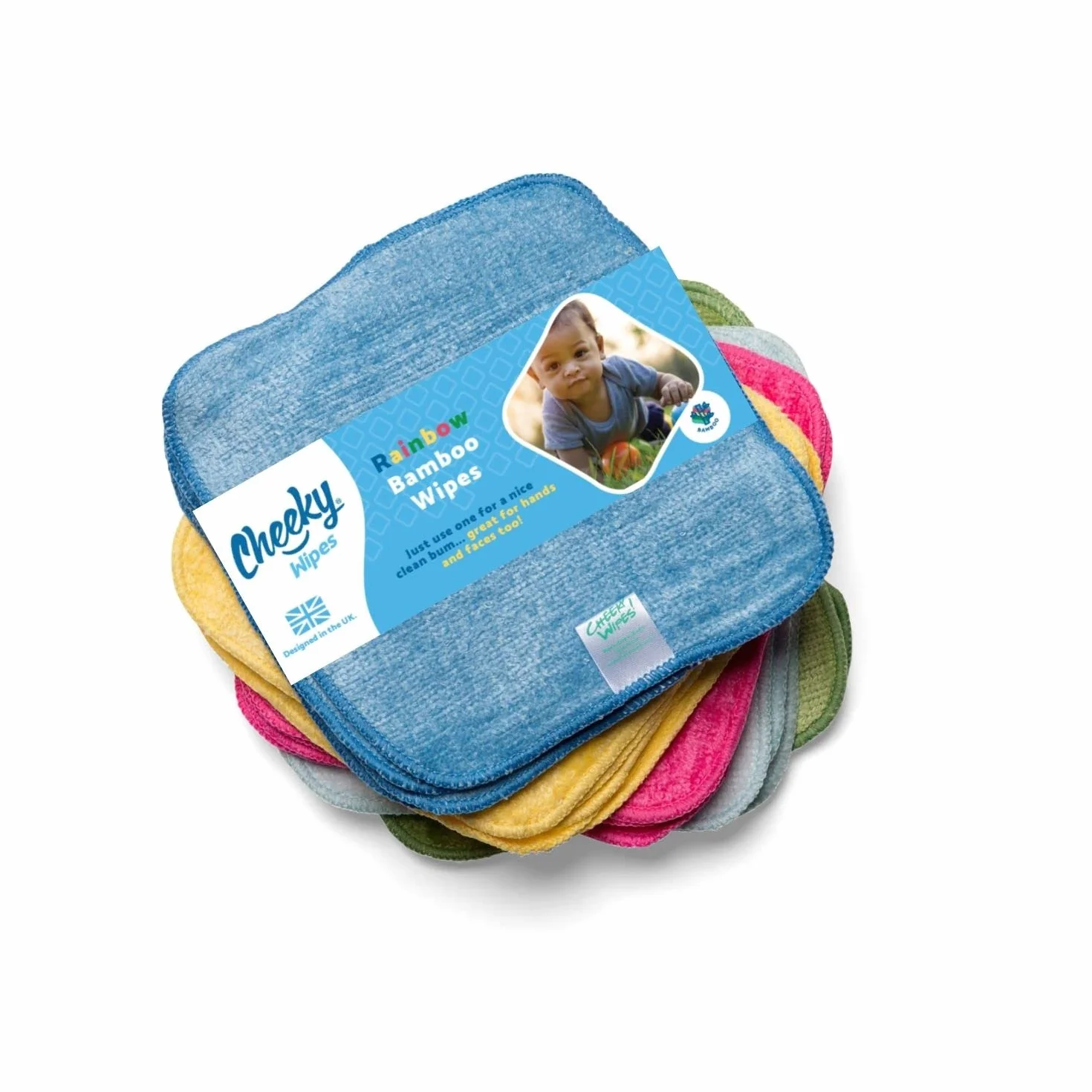 Cheeky Wipes - 25 salviette lavabili in di bambù, 15 x 15 cm, riutilizzabili, multicolore, perfette per mani e viso dei bambini, assorbenti, super morbide e naturalmente antibatteriche