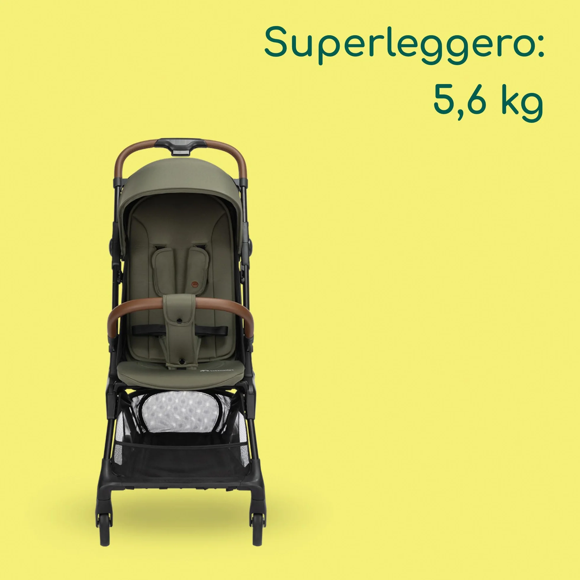 Bebeconfort Zephir Passeggino Pieghevole da Viaggio 0-4 Anni 22 kg Leggero 5,6 kg Chiusura Compatta Mineral Green