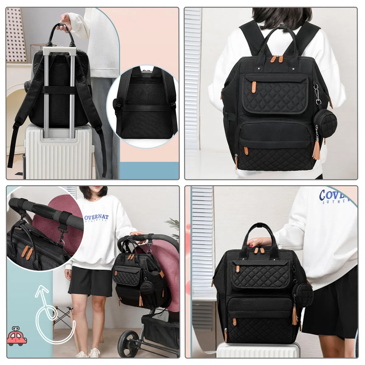 Borsa fasciatoio, grande zaino per bambini, zaino fasciatoio, con fasciatoio portatile, borsa multifunzionale, per mamma e papà