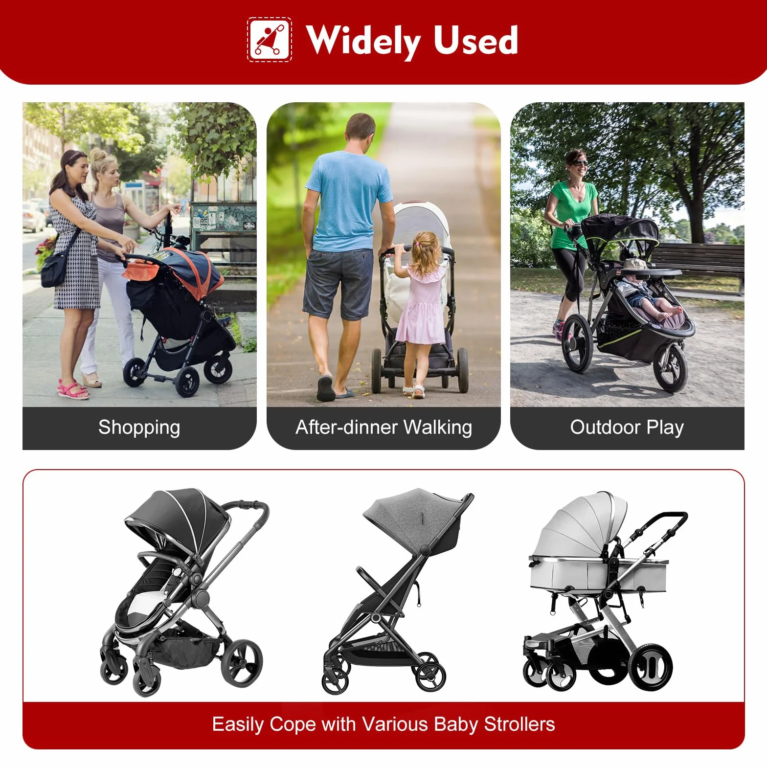 Passeggino con sedile, passeggino, poggiapiedi per passeggino, universale, per bambini dai 2 ai 6 anni, cuscinetto 25 kg (nero)
