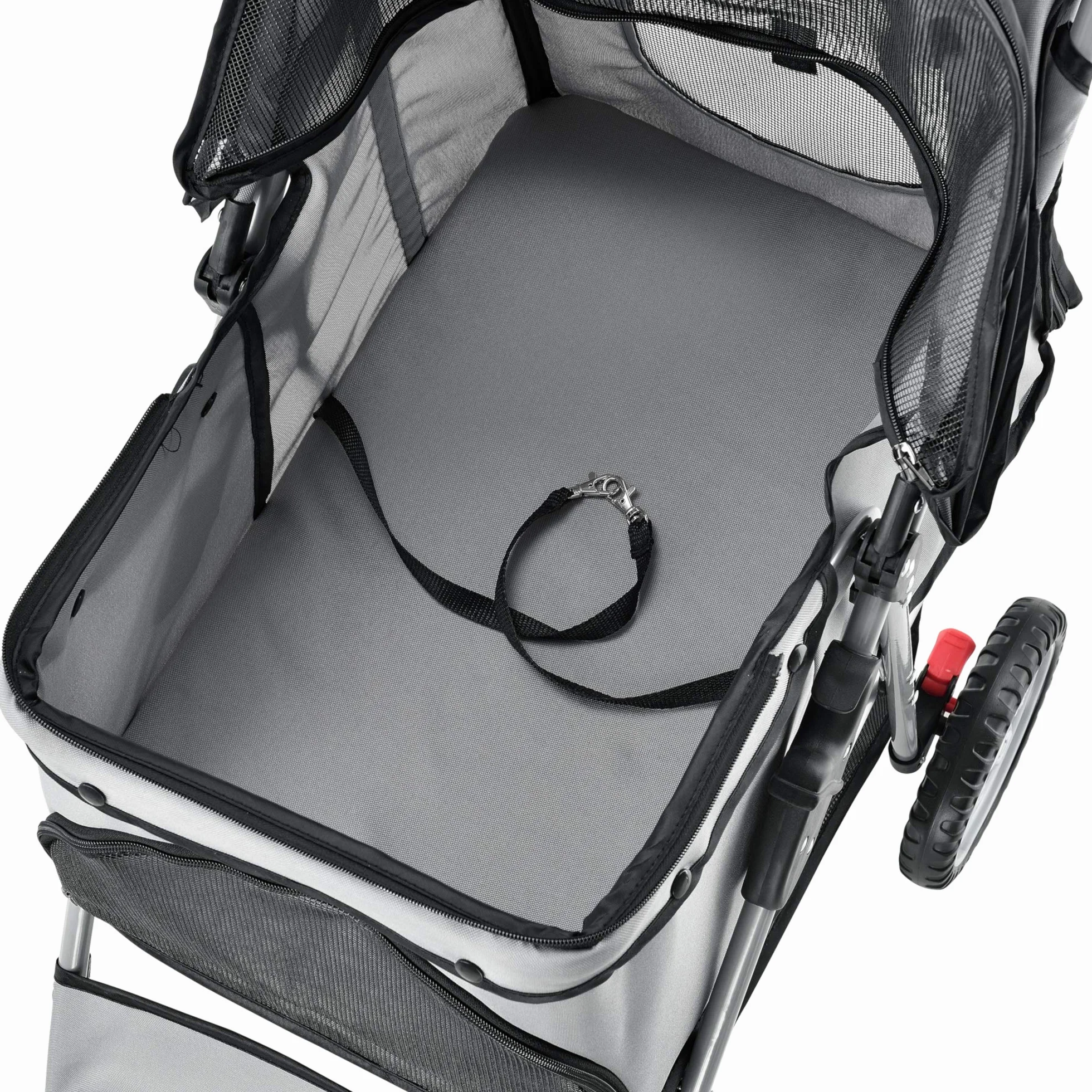 pro.tec Passeggino per Cani e Gatti Pieghevole Carrello Cabina Idrorepellente Ventilata 15 kg - Grigio