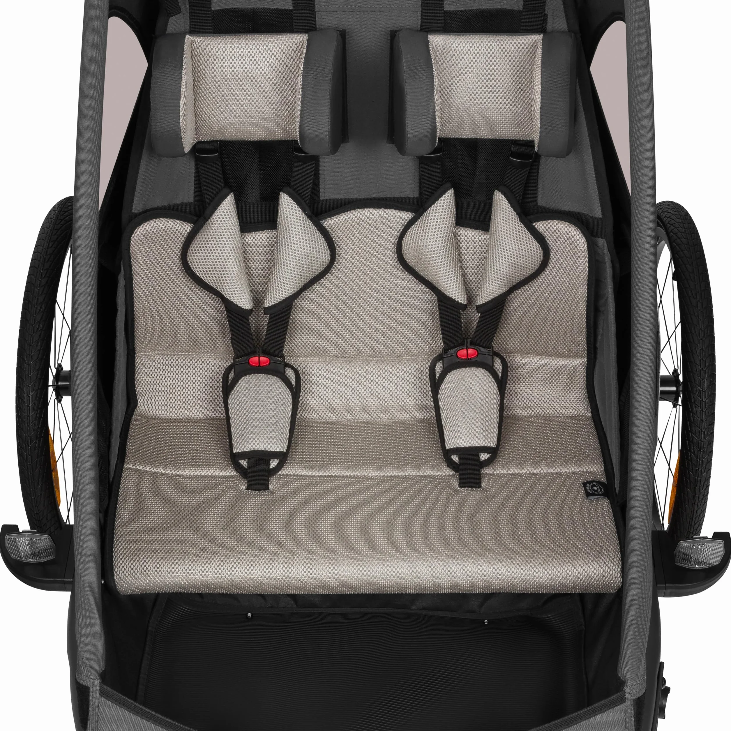 LIONELO CAMA Rimorchio per bicicletta 2 in 1 con funzione passeggino per 2 bambini 22 kg sospensioni ruote grandi tettuccio impermeabile