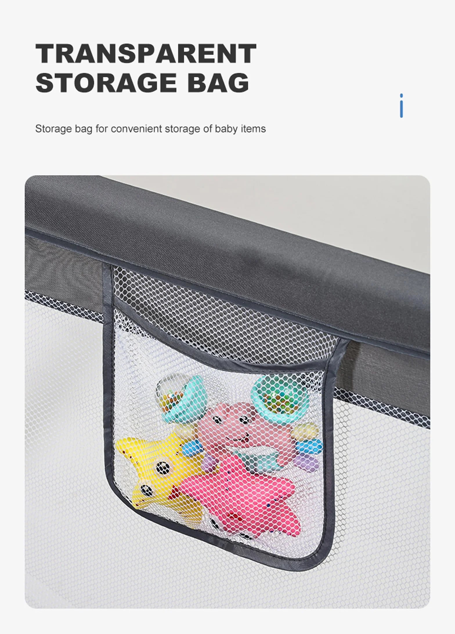 Recinto Gioco Pieghevole 160×120 cm Grigio per Neonati | Dotato di sacco portapalle e anelli tira su, pratico e sicuro per bambini