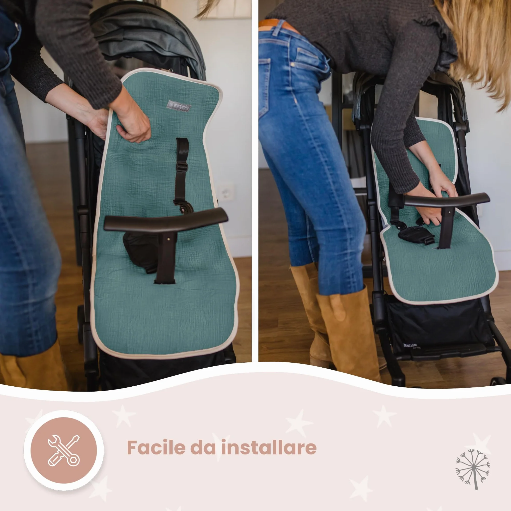MIMUSELINA Materassino Passeggino Universale 100% Cotone OEKO-TEX 34×84 cm Traspirante Lavabile