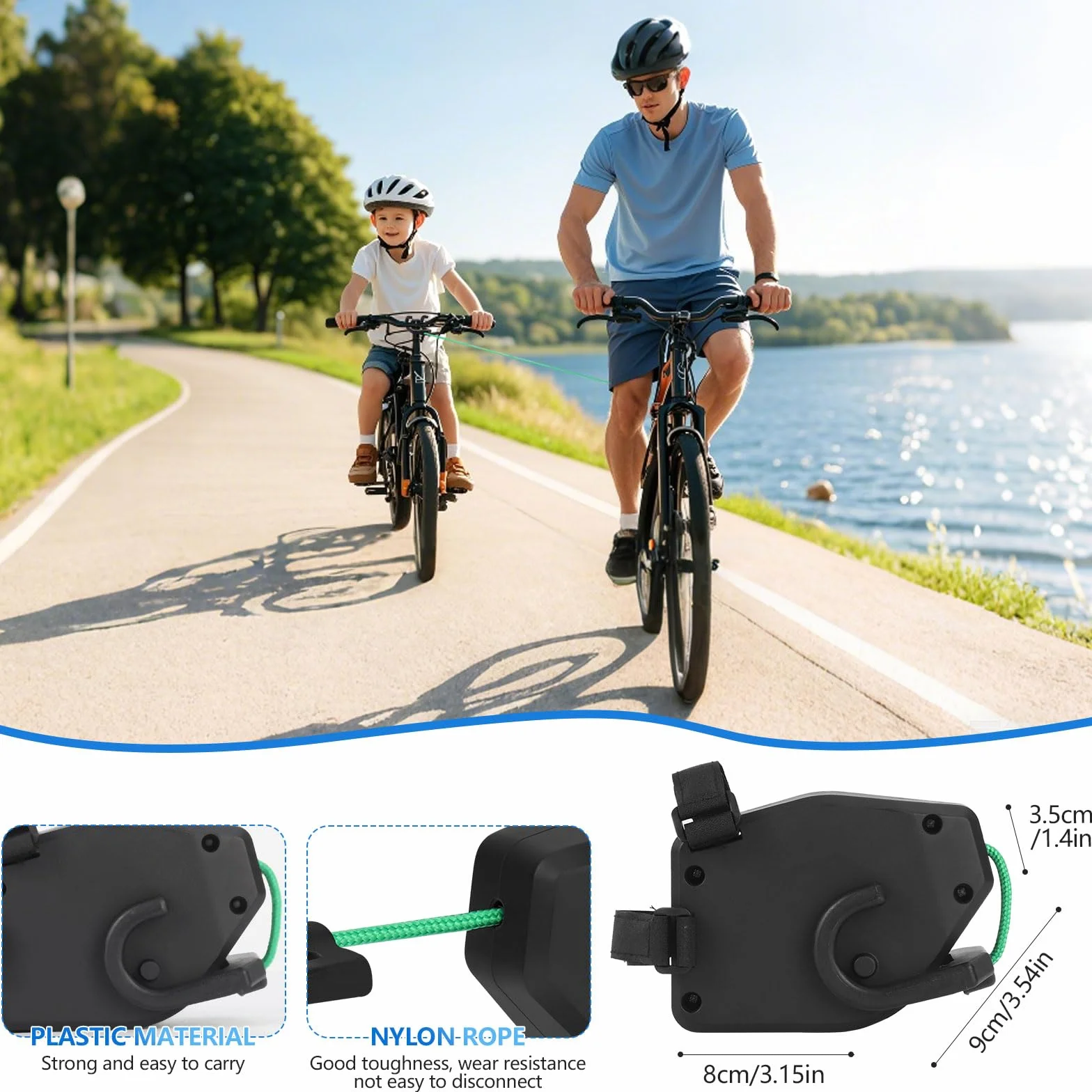GuKKK Corda da Traino Bici 2.5M Retrattile per Bicicletta MTB Genitore Bambino