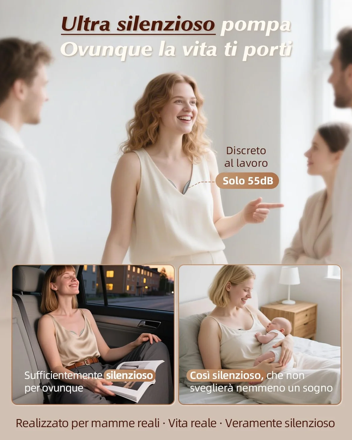 KISSBOBO K5 Tiralatte elettrico doppio 19 livelli 4 modalità 280 mmHg forte aspirazione mani libere bianco 2 pezzi