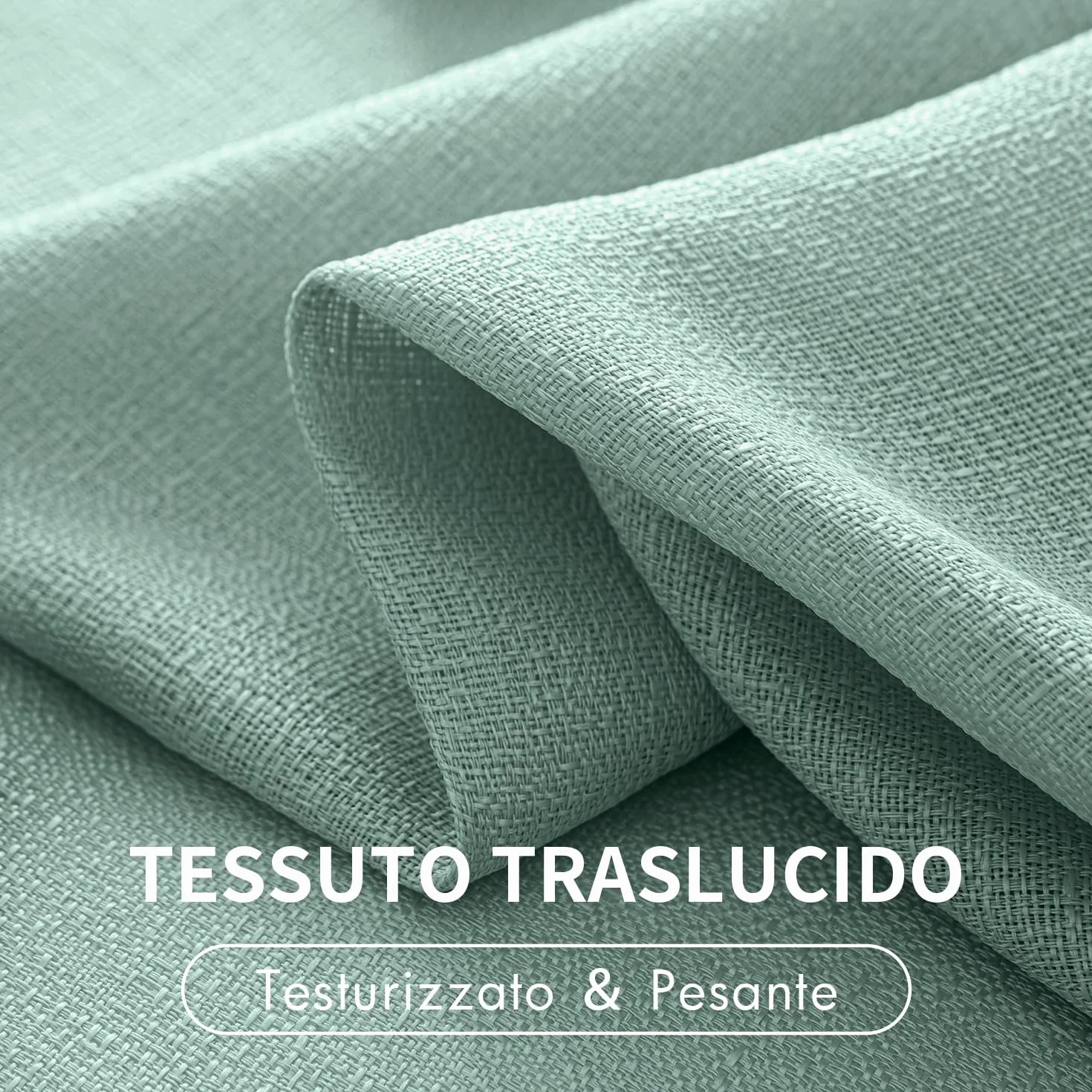 MIULEE 2 Pezzi Tende Trasparenti Voile Natale in Poliestere Lino 140x215 cm Celeste Verde