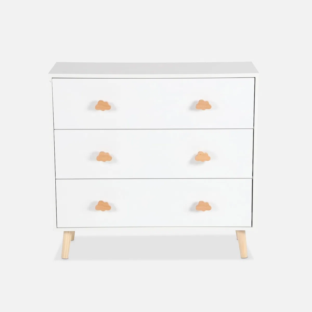 sweeek Cassettone per Bambini, 3 cassetti, Nephos, Bianco, 80x30x75.7 cm
