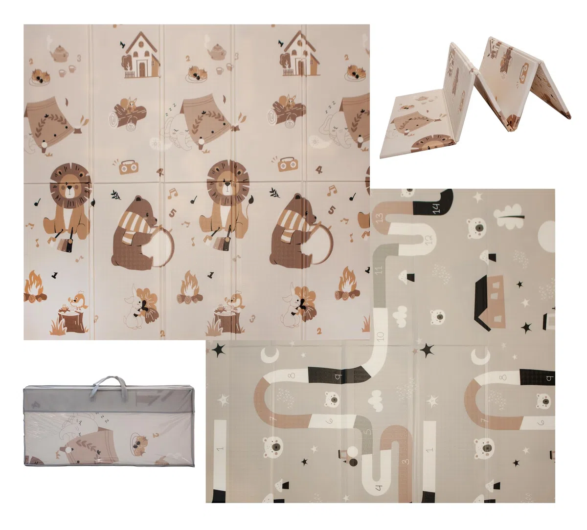 VeloVendo® - Tappeto Gioco Bambini pieghevole e reversibile 180x200x1cm - tappeto gioco neonato - Non tossico e impermeabile (XPE Leoni)
